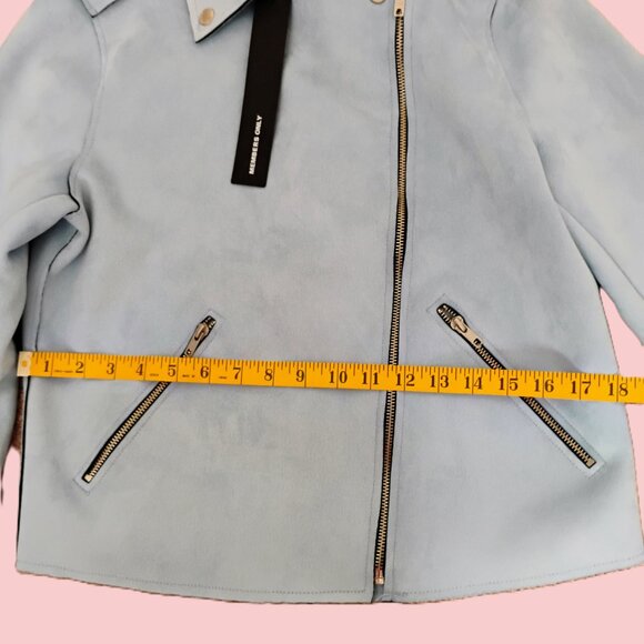 New Woman's Jacket Members Only Faux Suede Slant Ziper - Picture 9 of 10